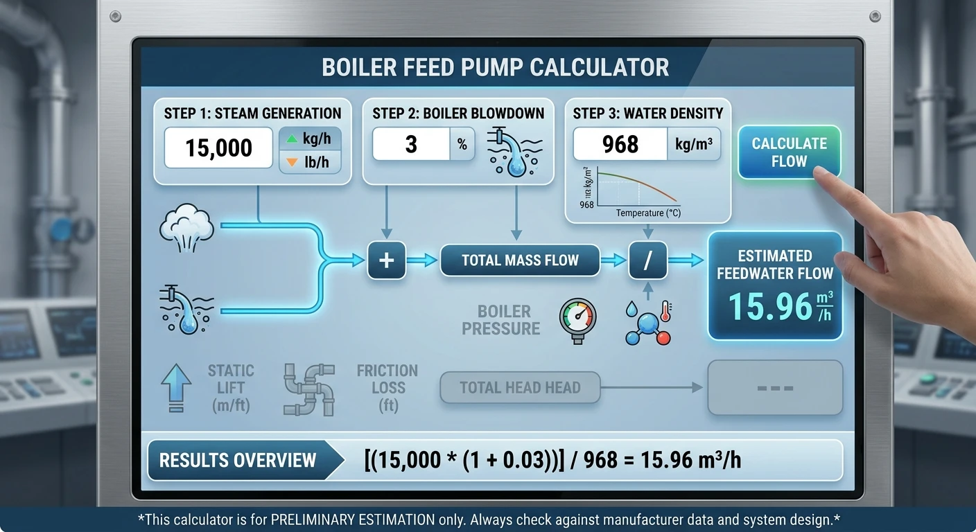 Boiler Feed Pump Calculator: Calculate Flow, Pump Head and Motor Power