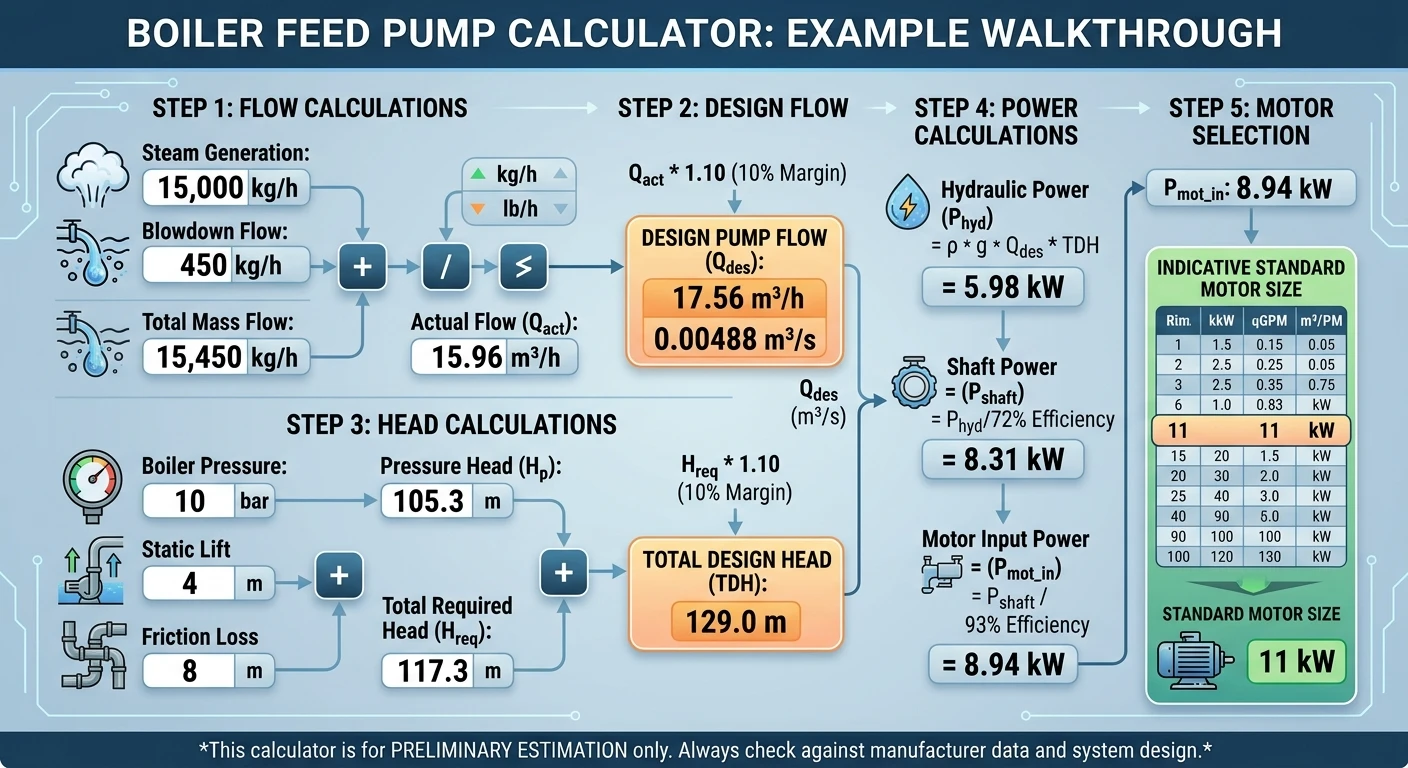 Boiler Feed Pump Calculator: Calculate Flow, Pump Head and Motor Power