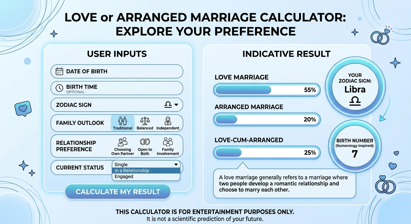 Love or Arranged Marriage Calculator