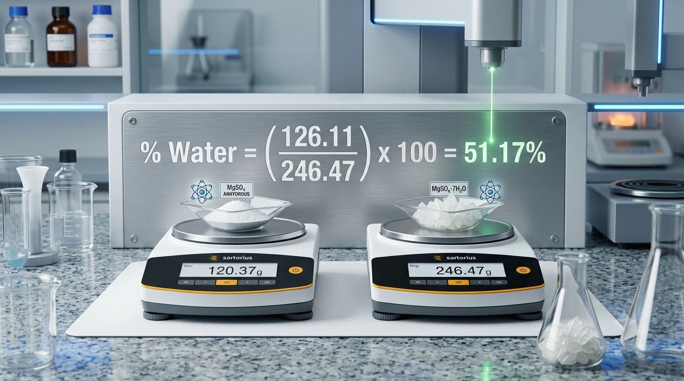 calculate the theoretical percentage of water for the following hydrates