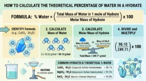 calculate the theoretical percentage of water for the following hydrates